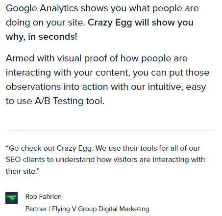 a/b tests crazy egg screenshot