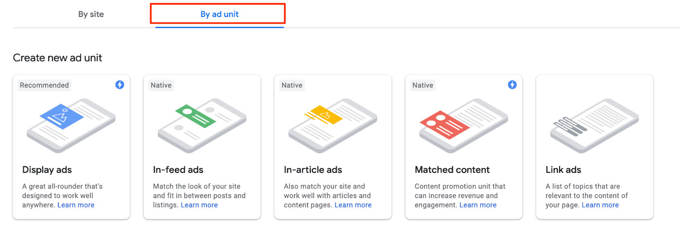 ad unit options google ads