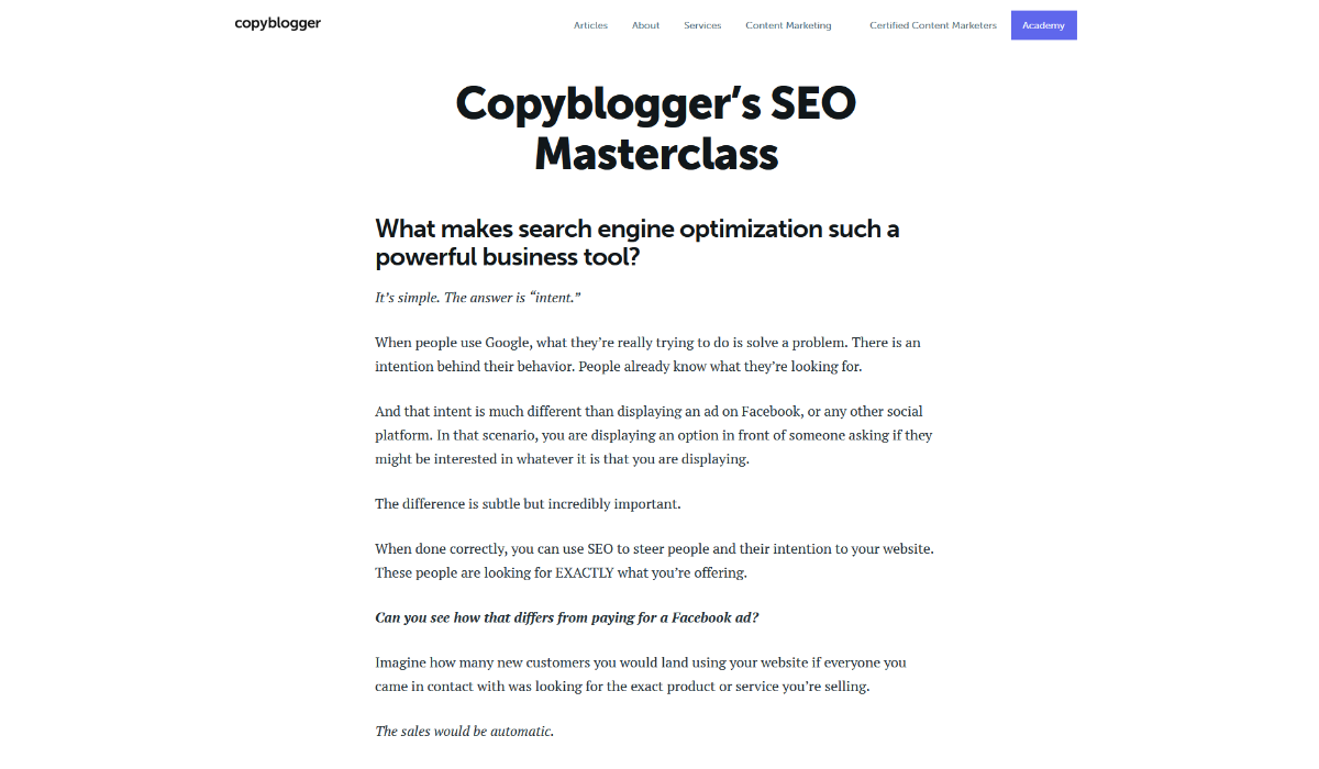 Copyblogger SEO Masterclass course