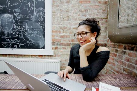 woman working on her laptop