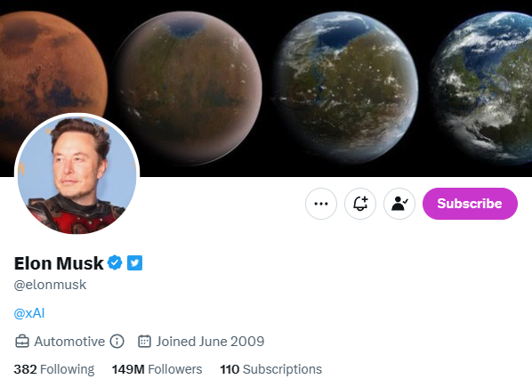 Elon Musk Twitter Profile