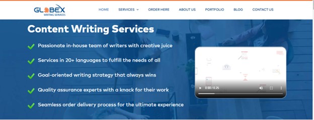 GLOBEX Writing Services website