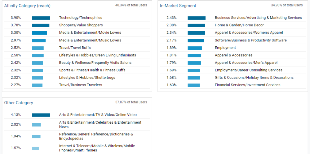 Google Analytics interests overview