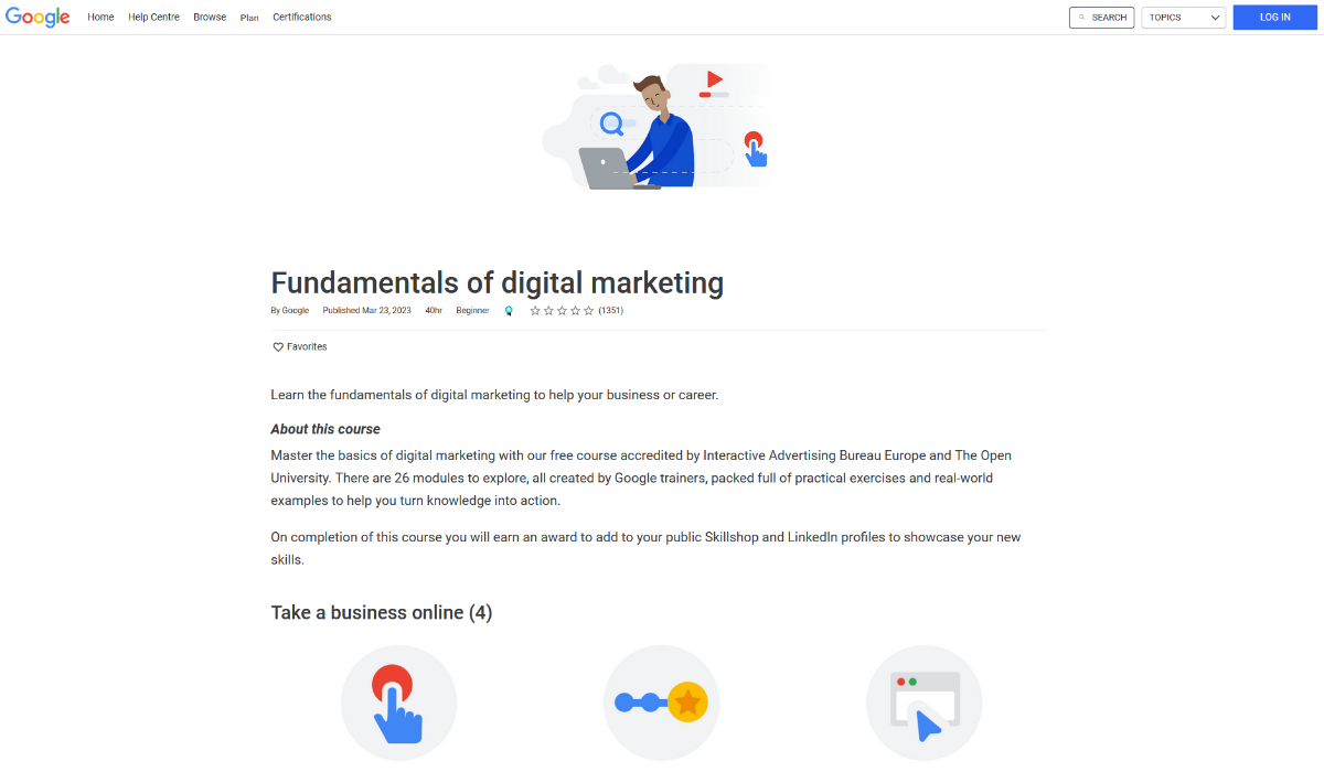 Google Fundamentals of digital marketing course