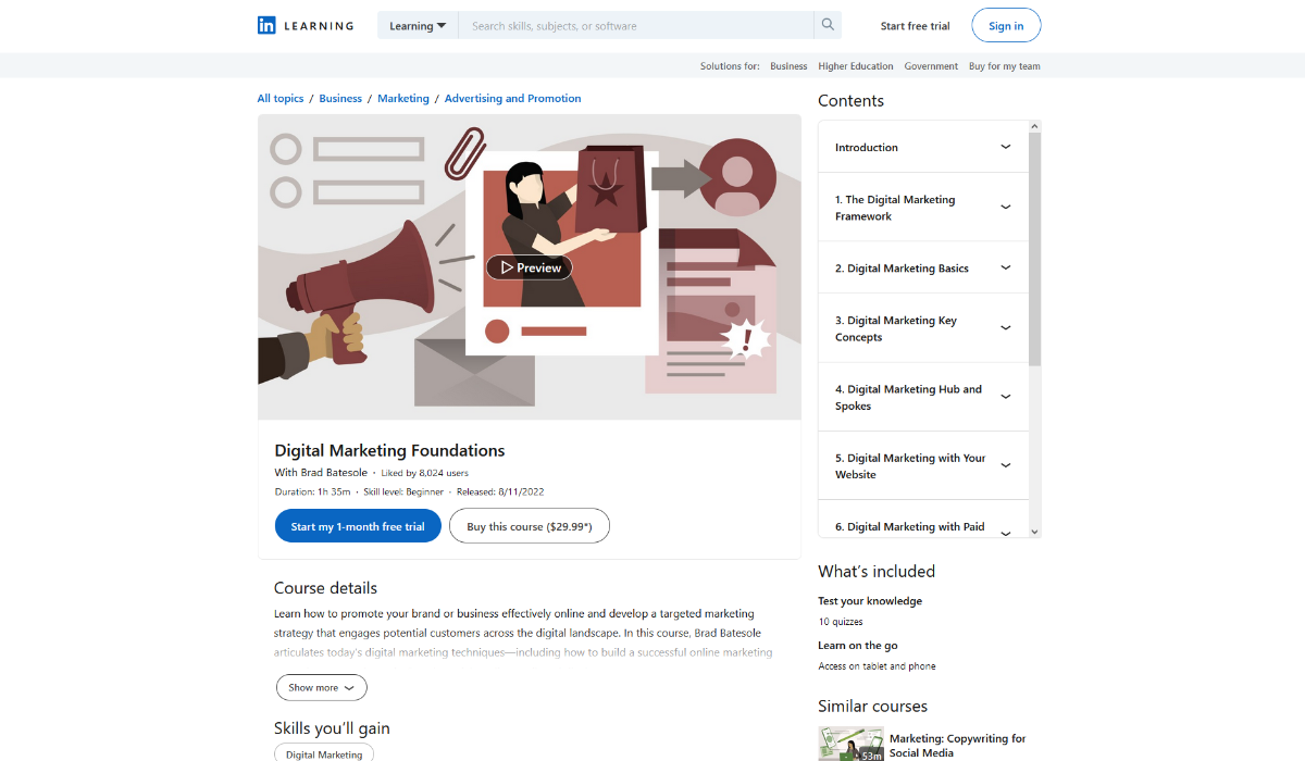 LinkedIn Digital Marketing Foundations course