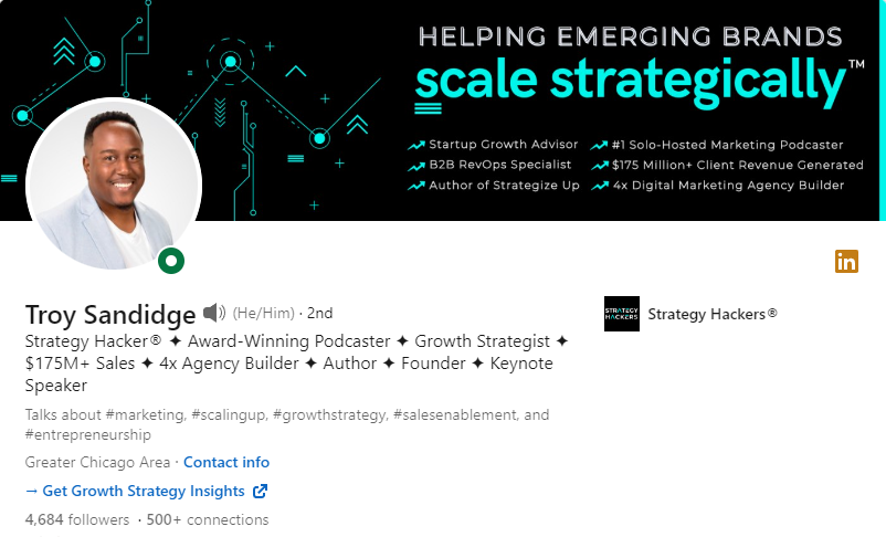 Troy Sandidge LinkedIn profile