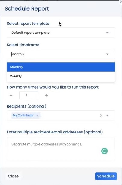 Vista Social schedule report